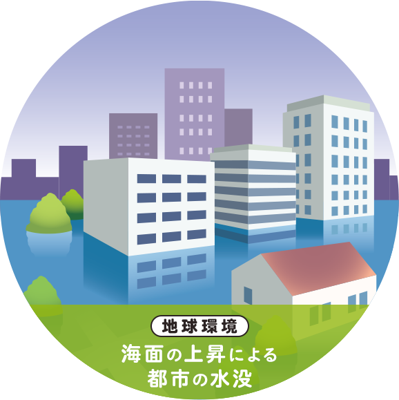 地球環境 海面の上昇による都市の水没