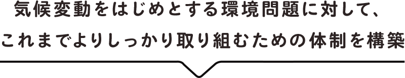 気候変動をはじめとする環境問題に対して、これまでよりしっかり取り組むための体制を構築