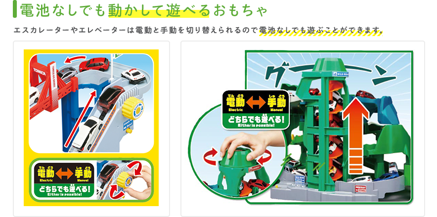 電池なしでも動かして遊べるおもちゃ